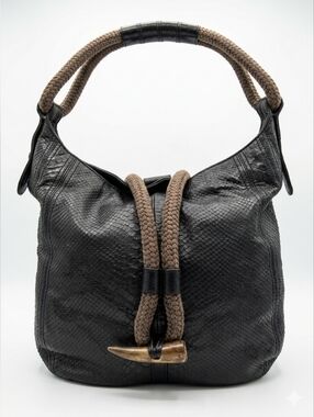 Revel New York Python Embossed "Rhino" Leather Hobo Bag